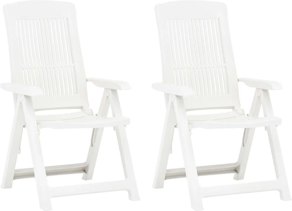 vidaXL Cadeiras de jardim reclináveis 2 pcs plástico branco