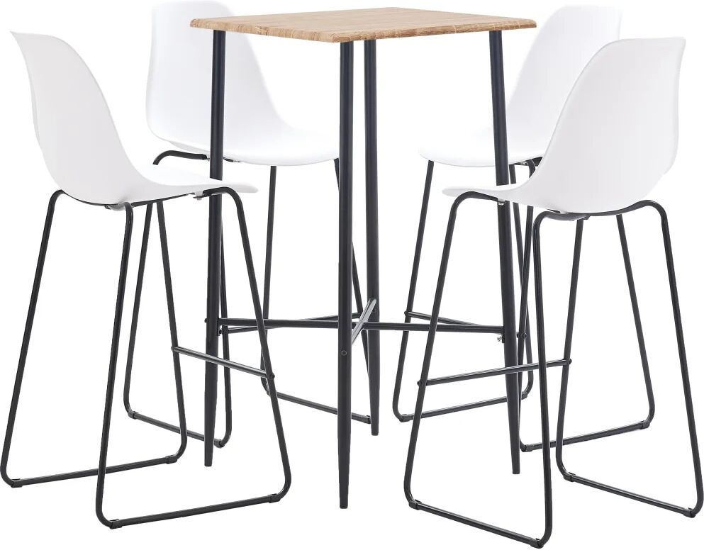 vidaXL 5 pcs conjunto de bar plástico branco