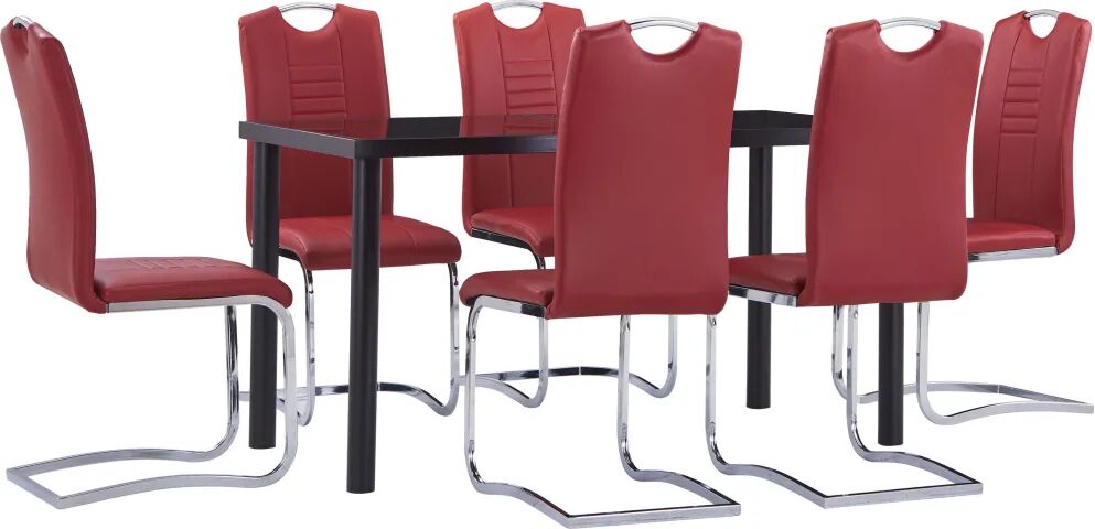 vidaXL 7 pcs conjunto de jantar couro artificial vermelho