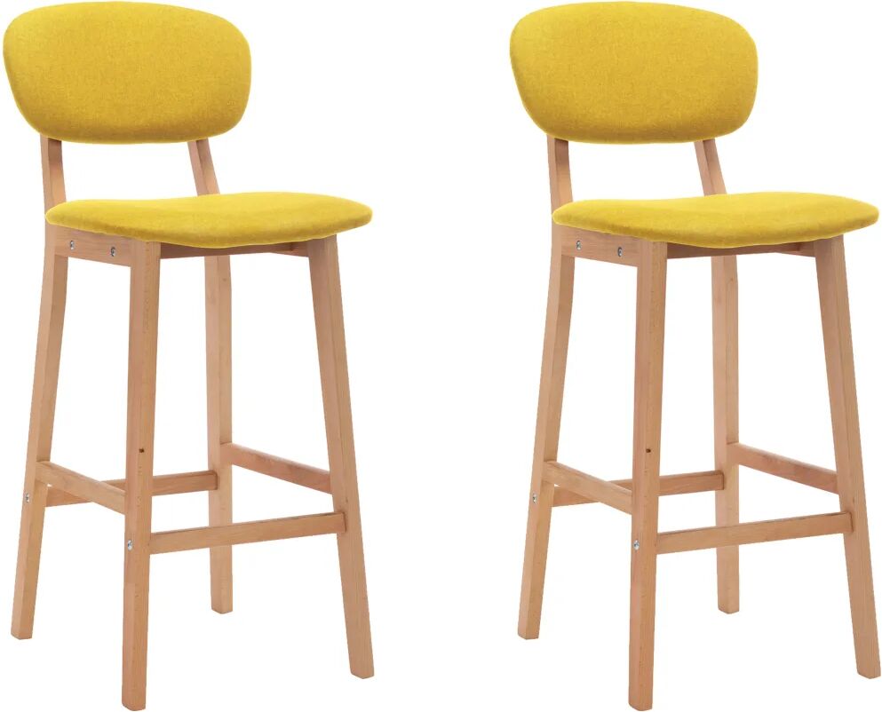 vidaXL Bancos de bar 2 pcs tecido amarelo mostarda