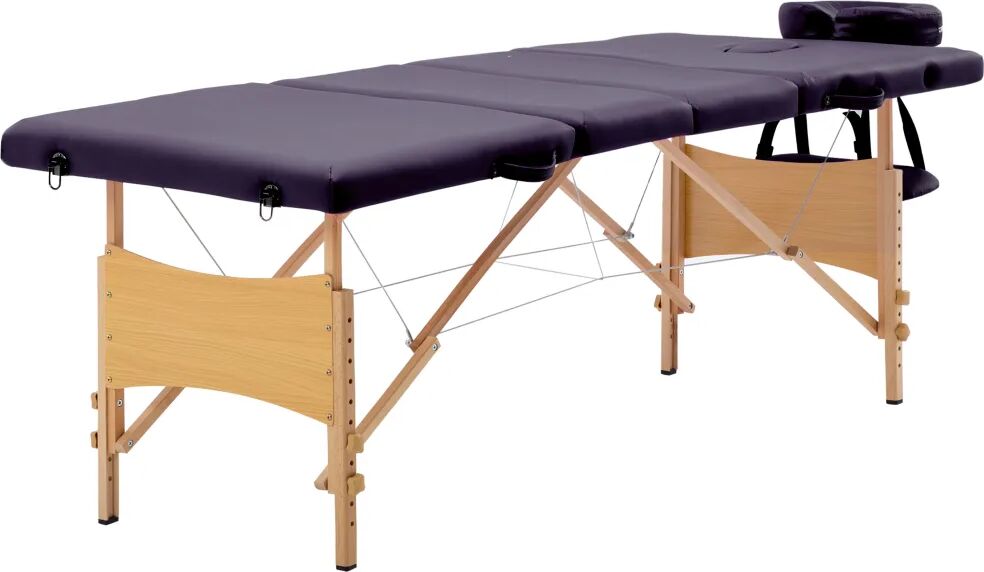 vidaXL Mesa de massagens dobrável 4 zonas madeira roxo