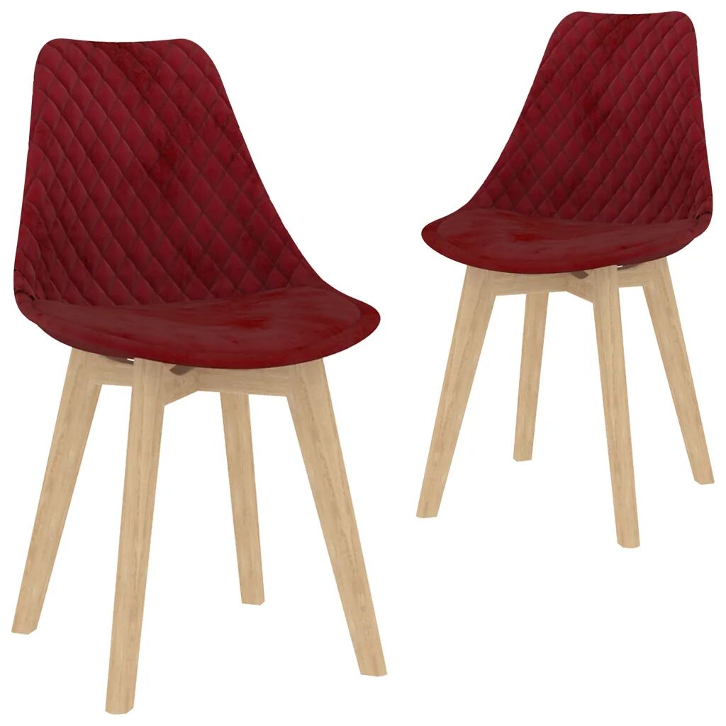 vidaXL Cadeiras de jantar 2 pcs veludo vermelho tinto