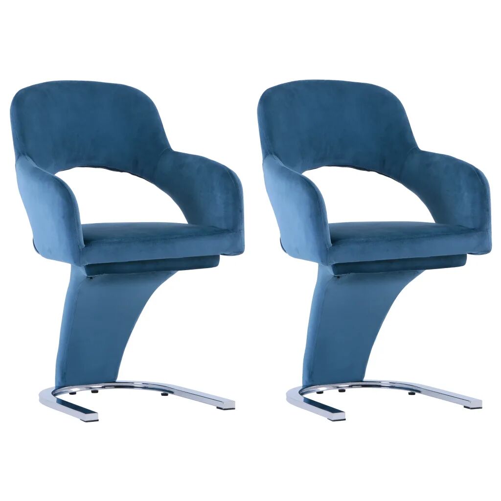 vidaXL Cadeiras de jantar 2 pcs veludo azul