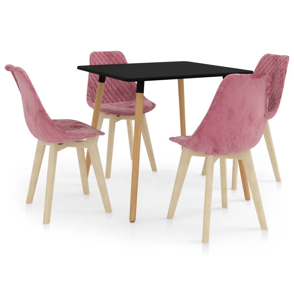 vidaXL 5 pcs conjunto de jantar rosa