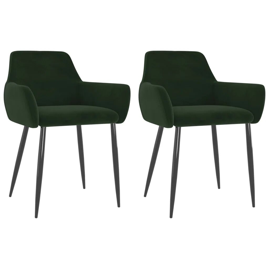 vidaXL Cadeiras de jantar 2 pcs veludo verde-escuro