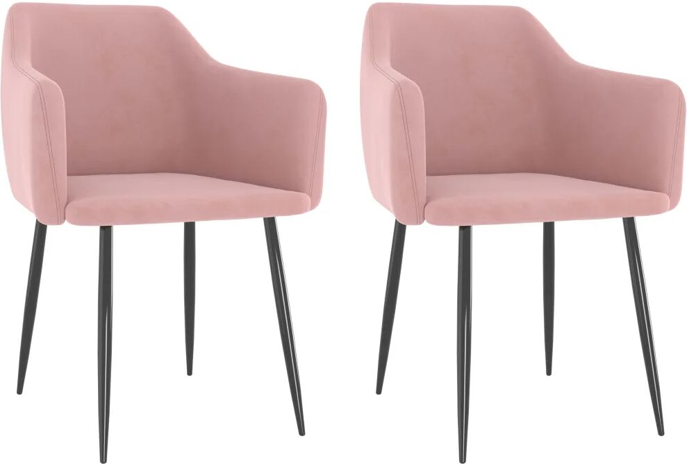 vidaXL Cadeiras de jantar 2 pcs veludo rosa