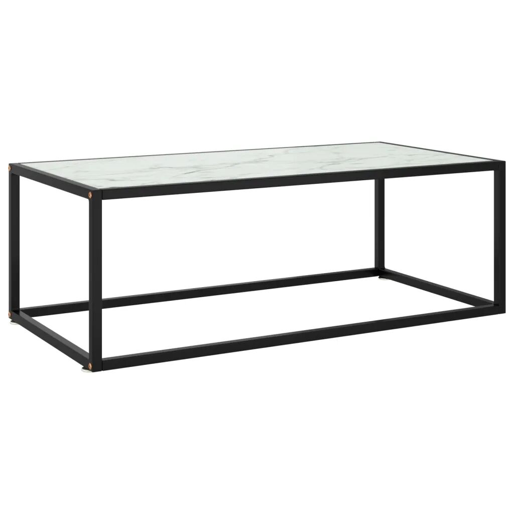 vidaXL Mesa de centro 100x50x35 cm vidro mármore branco