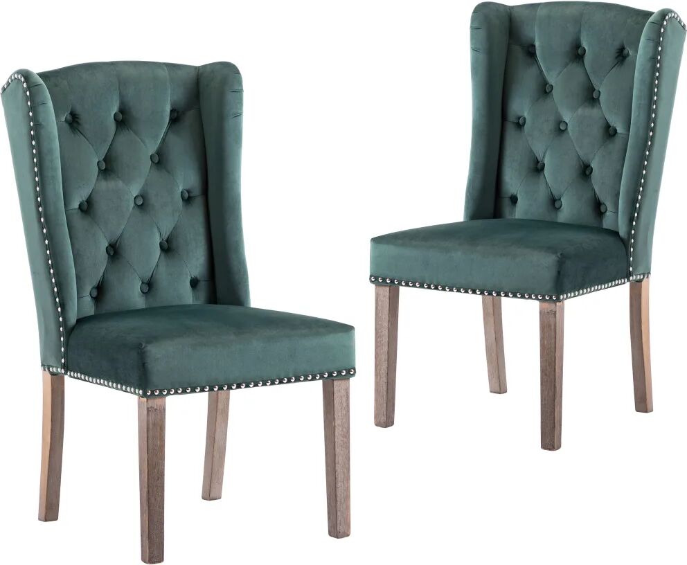 vidaXL Cadeiras de jantar 2 pcs veludo verde-escuro