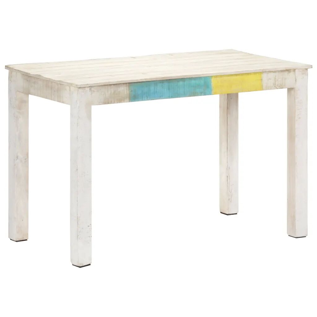 vidaXL Mesa de jantar 120x60x76 cm madeira de mangueira maciça branco