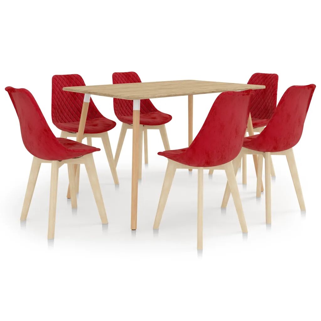 vidaXL 7 pcs conjunto de jantar vermelho