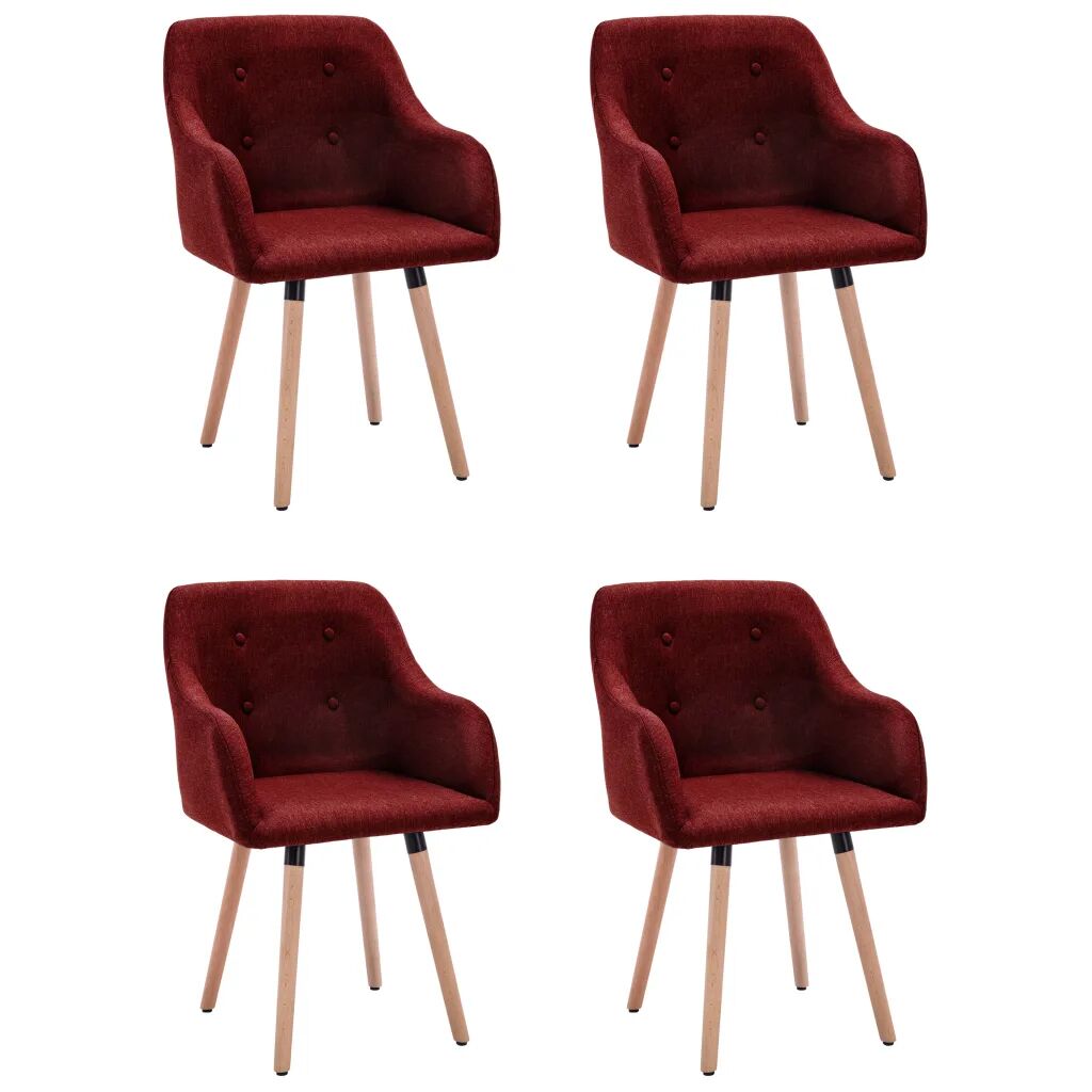 vidaXL Cadeiras de jantar 4 pcs tecido vermelho tinto