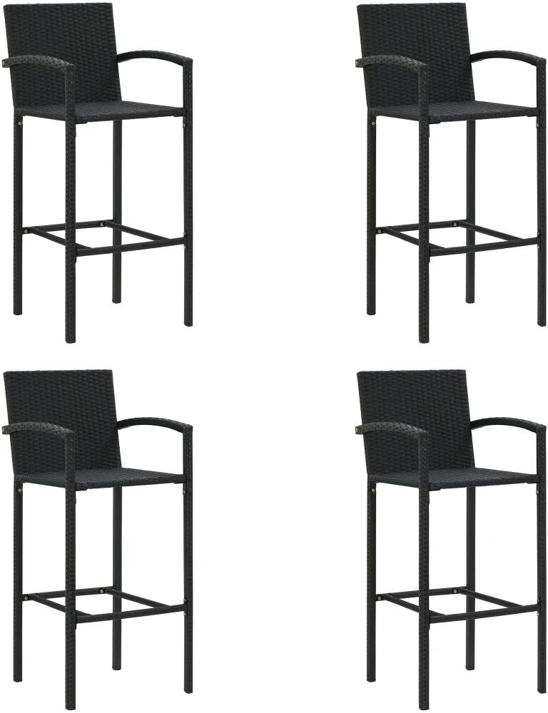 vidaXL Bancos de bar 4 pcs vime PE preto