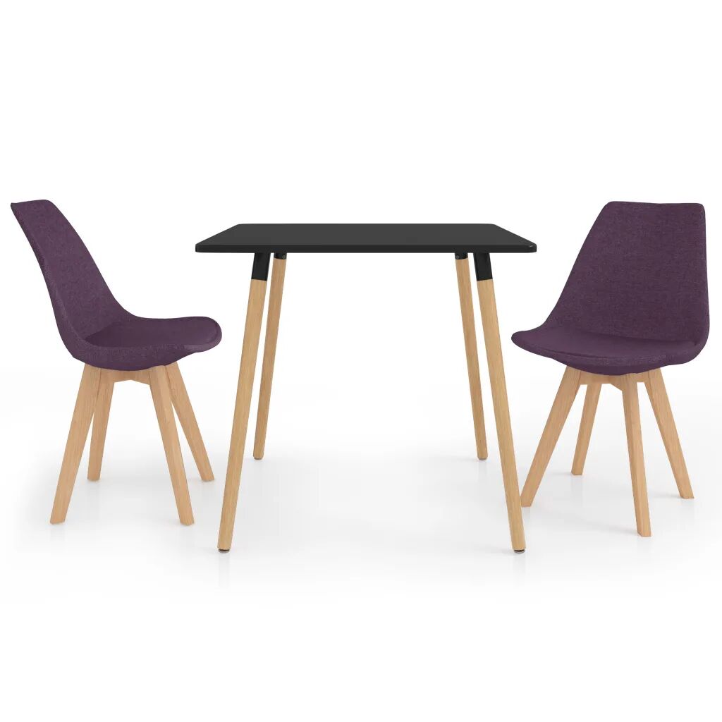 vidaXL 3 pcs conjunto de jantar roxo