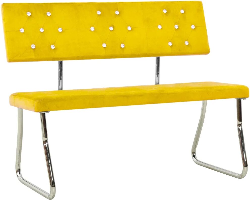 vidaXL Banco 110 cm veludo amarelo mostarda