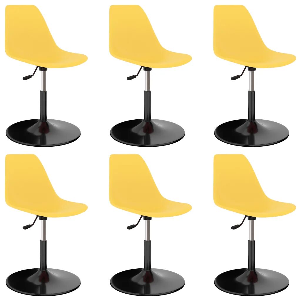 vidaXL Cadeiras de jantar giratórias 6 pcs PP amarelo