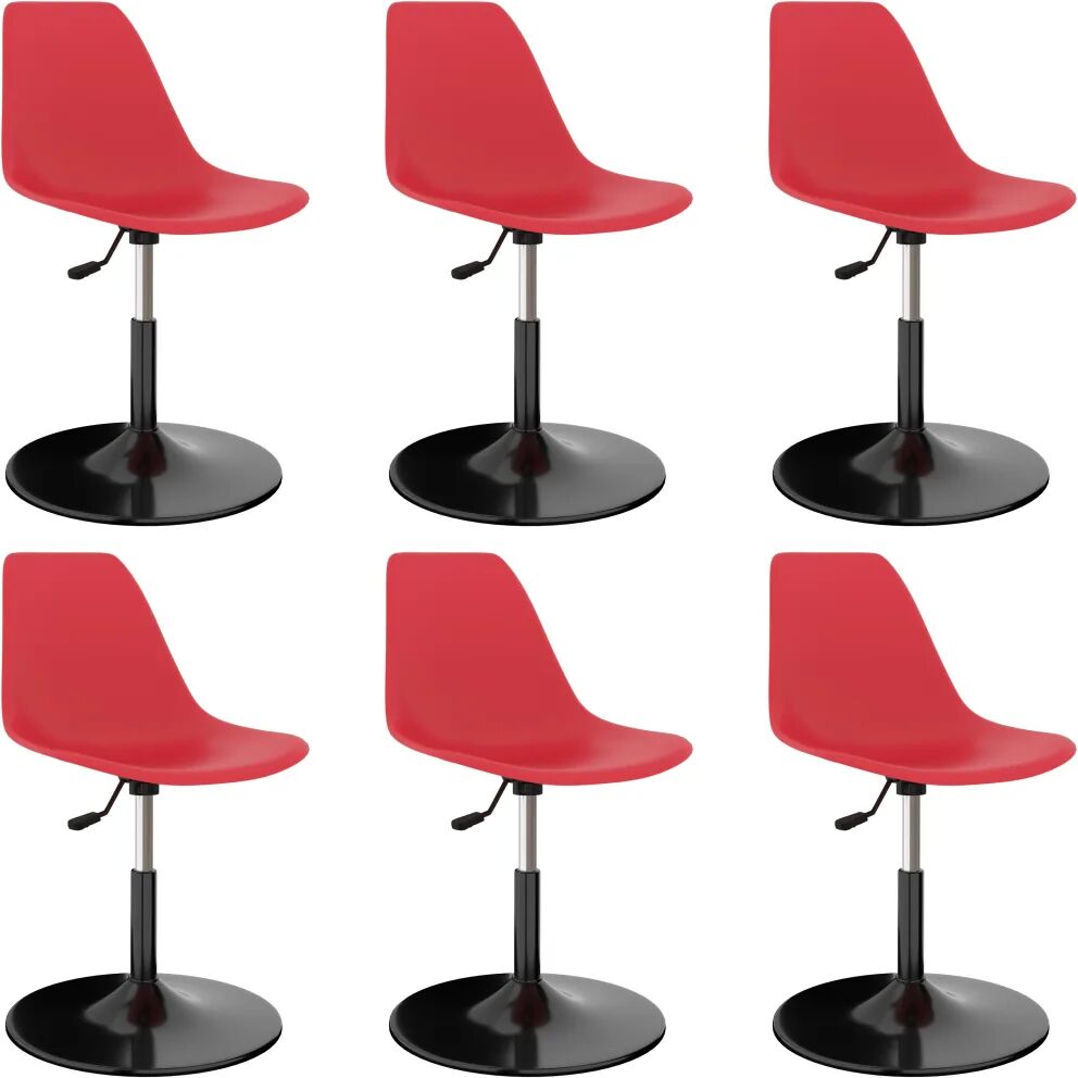 vidaXL Cadeiras de jantar giratórias 6 pcs PP vermelho