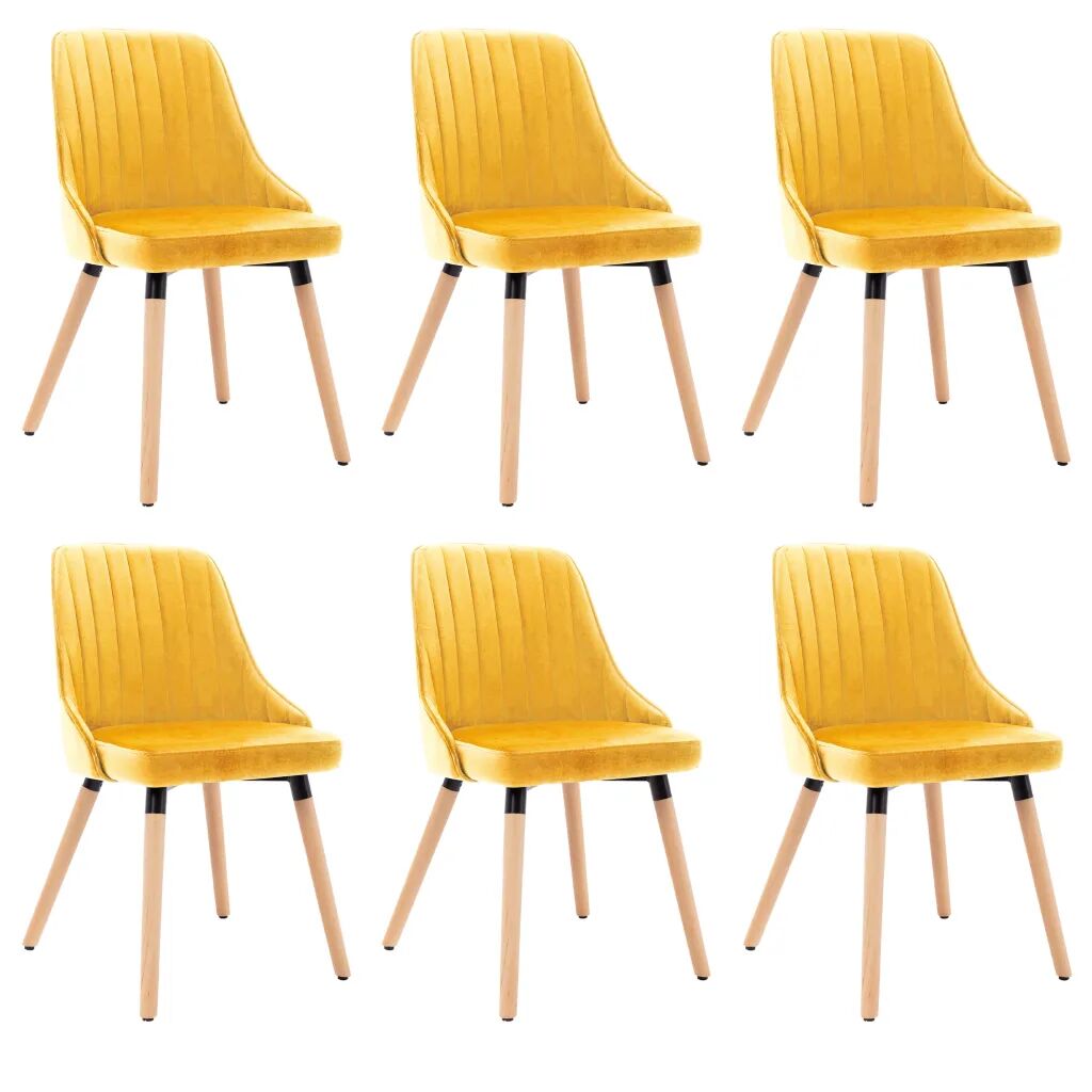 vidaXL Cadeiras de jantar 6 pcs veludo amarelo