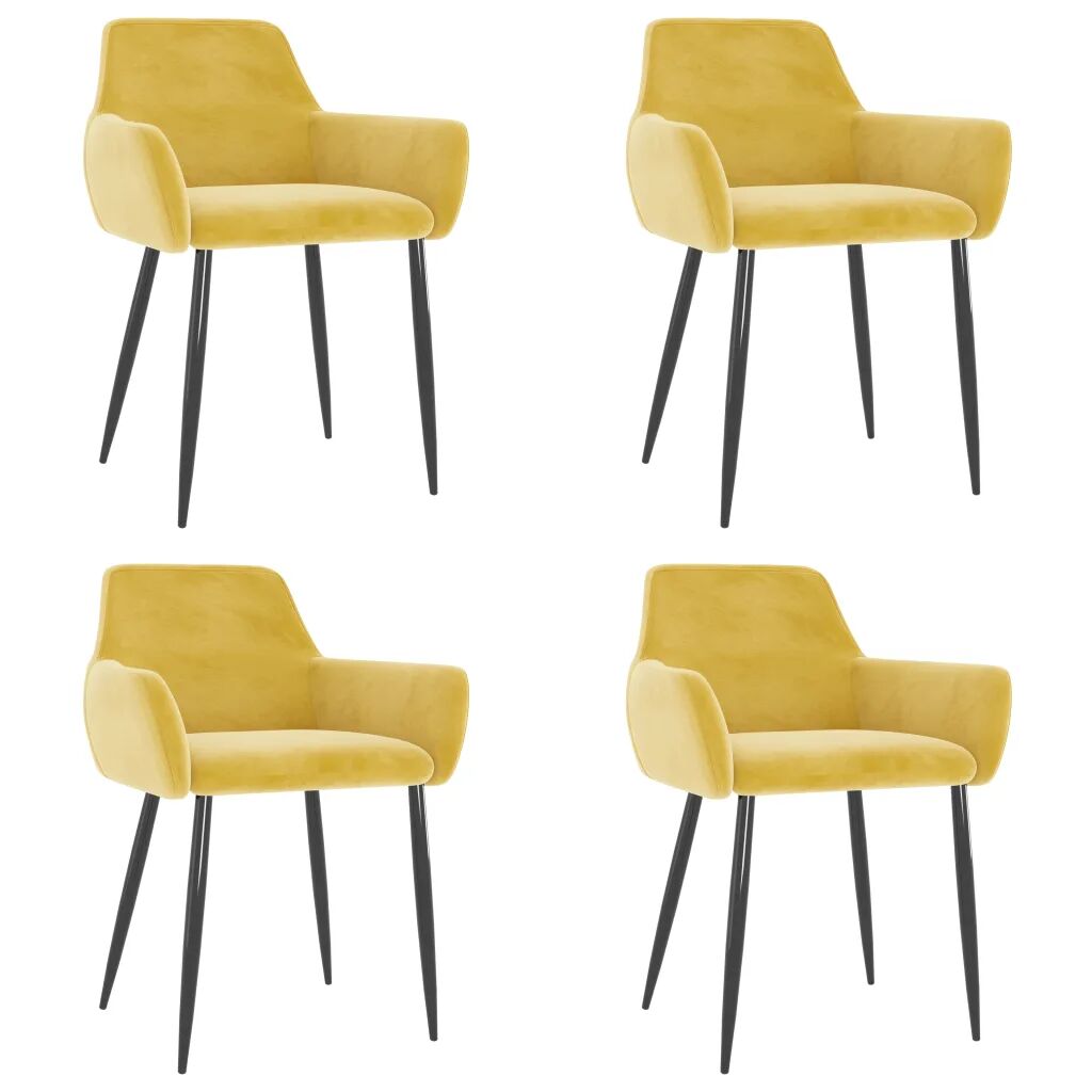 vidaXL Cadeiras de jantar 4 pcs veludo amarelo mostarda