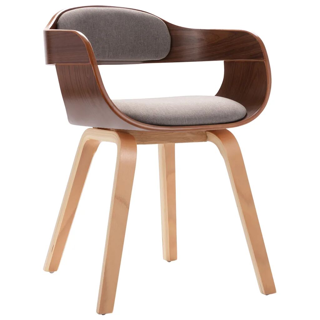 vidaXL Cadeira de jantar couro artificial/madeira curvada cinza-acast.