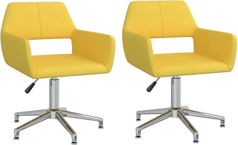 vidaXL Cadeiras de jantar giratórias 2 pcs tecido amarelo