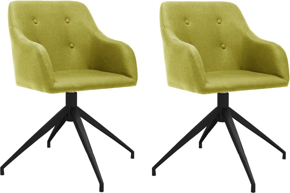 vidaXL Cadeiras de jantar giratórias 2 pcs tecido verde