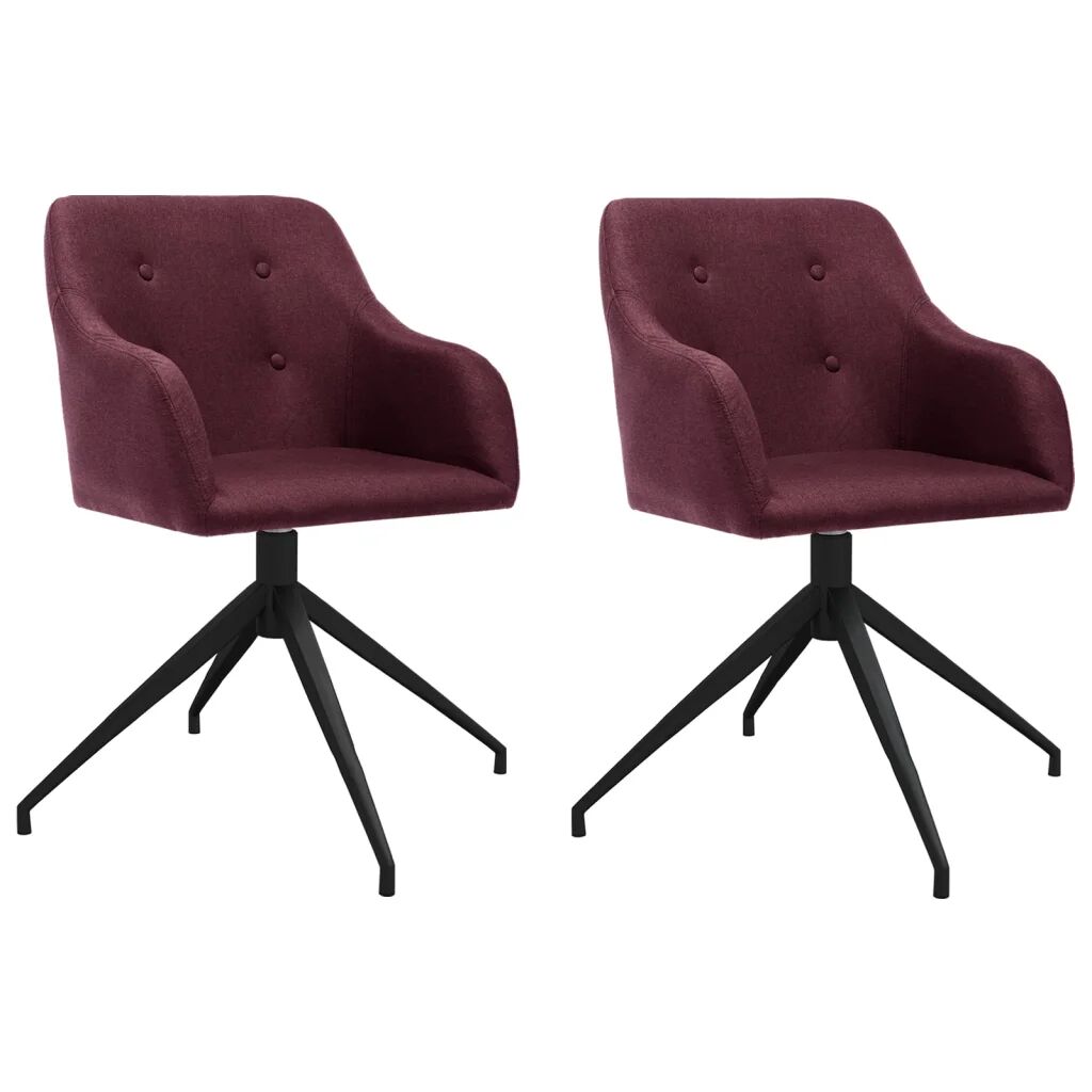 vidaXL Cadeiras de jantar giratórias 2 pcs tecido roxo