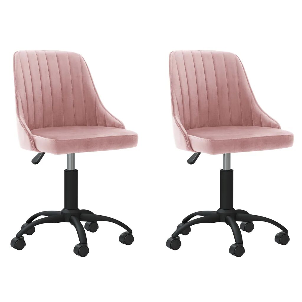 vidaXL Cadeiras de jantar giratórias 2 pcs veludo rosa