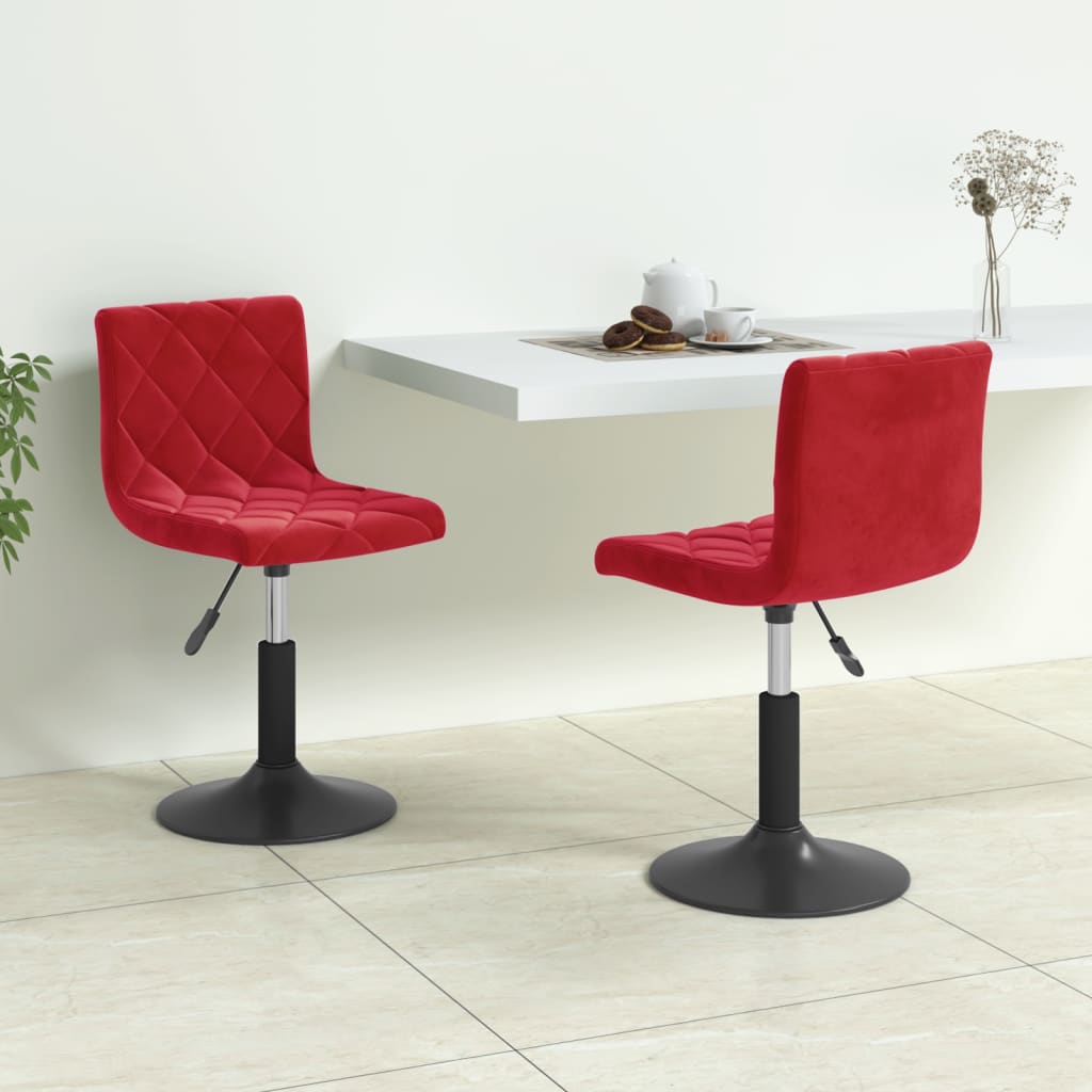 vidaXL Cadeiras de jantar giratórias 2 pcs veludo vermelho tinto
