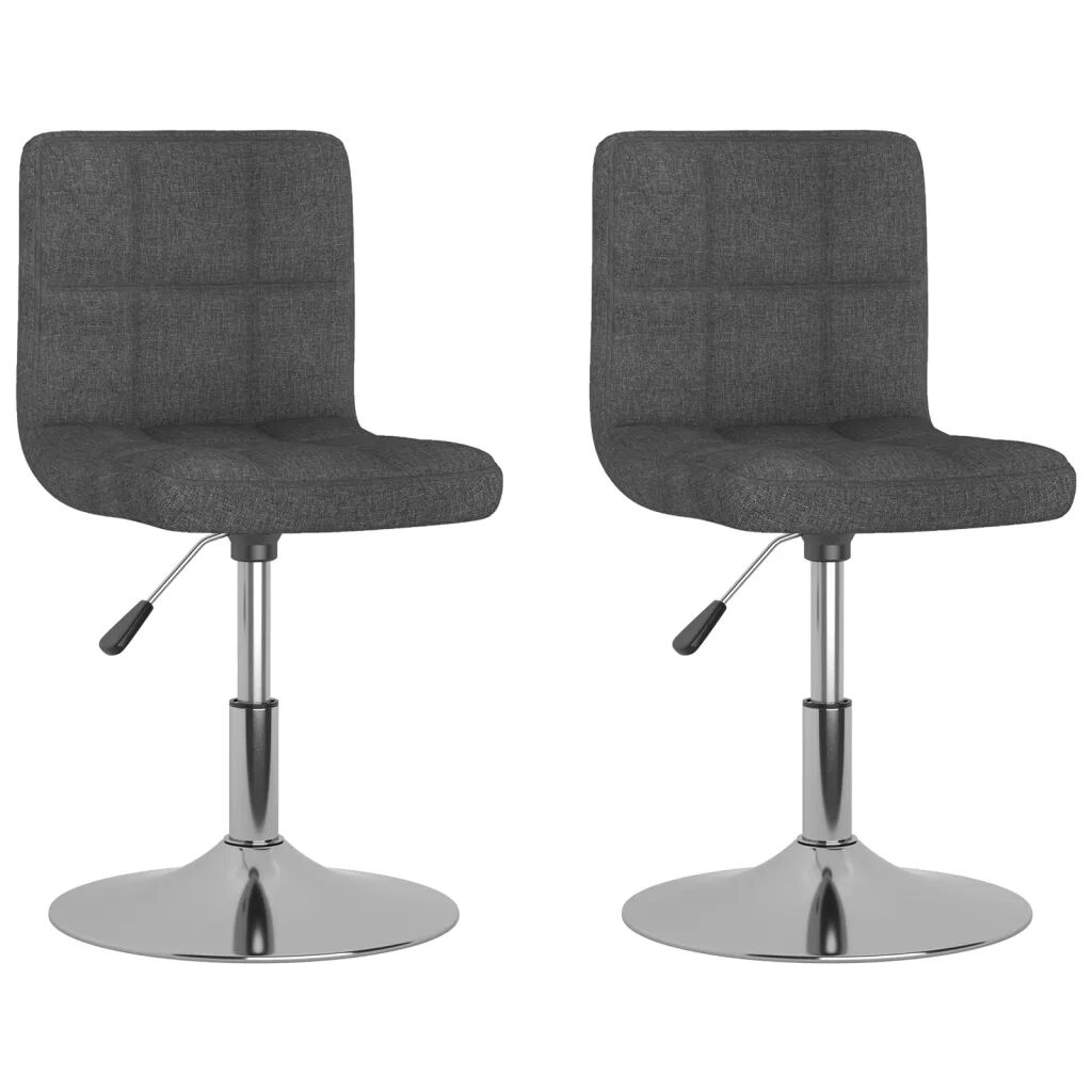 vidaXL Cadeiras de jantar giratórias 2 pcs tecido cinzento-escuro