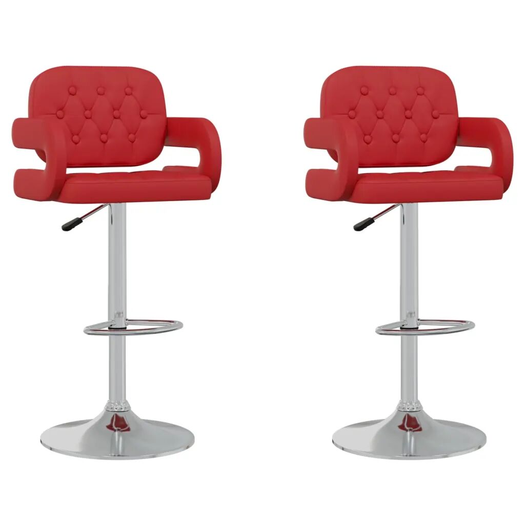 vidaXL Bancos de bar 2 pcs couro artificial vermelho tinto