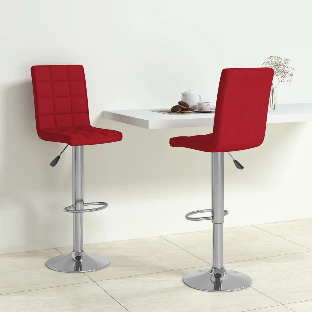 vidaXL Bancos de bar 2 pcs tecido vermelho tinto