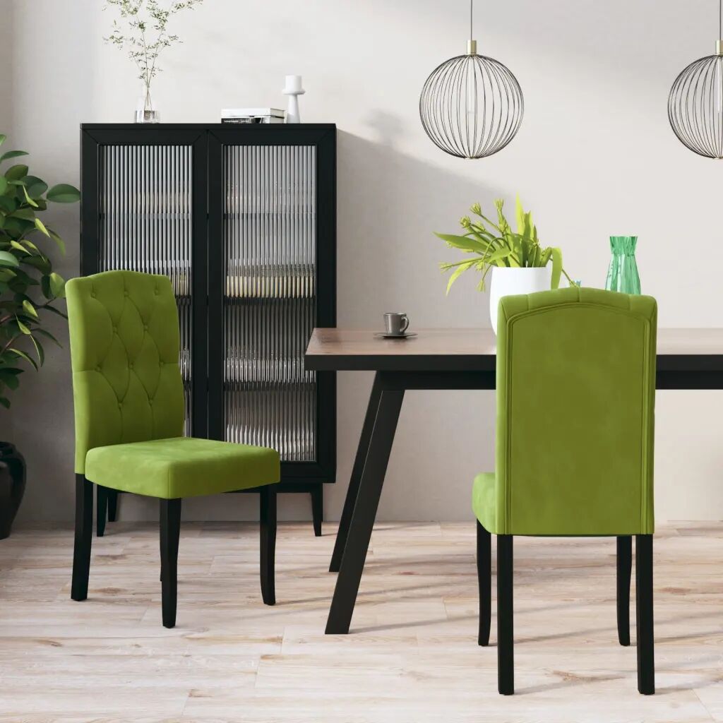 vidaXL Cadeiras de jantar 2 pcs veludo verde-claro