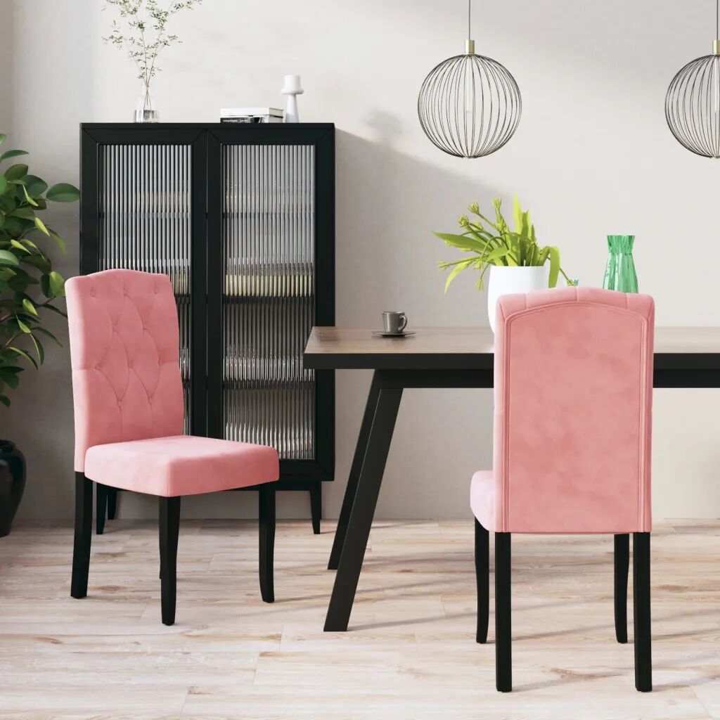 vidaXL Cadeiras de jantar 2 pcs veludo rosa