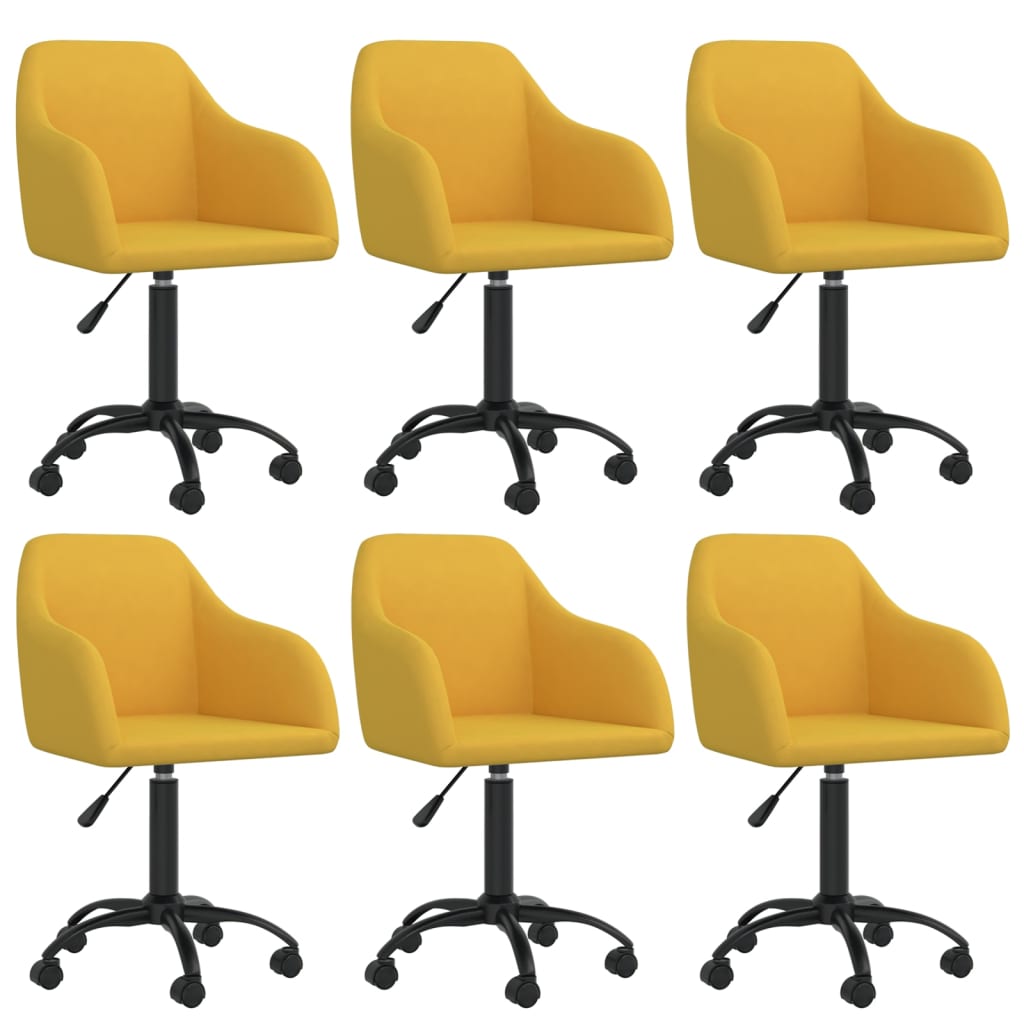 vidaXL Cadeiras de jantar giratórias 6 pcs veludo amarelo