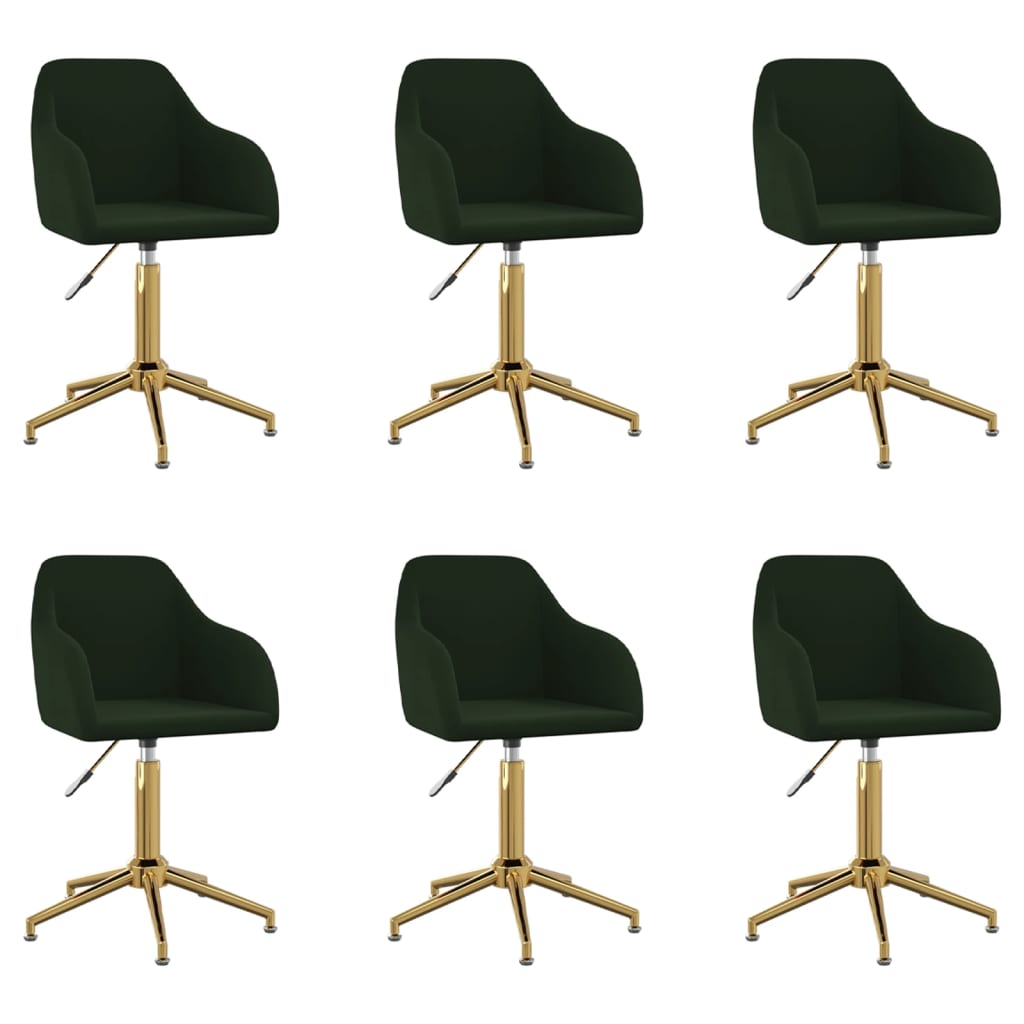 vidaXL Cadeiras de jantar giratórias 6 pcs veludo verde-escuro