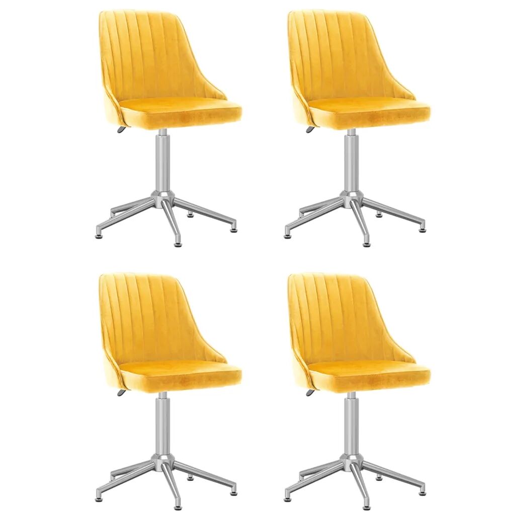 vidaXL Cadeiras de jantar giratórias 4 pcs veludo amarelo