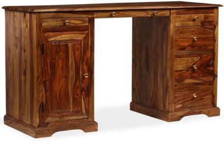 Vidaxl Secretária Estilo pedestal (140x50x76cm - Madeira Sheesham Maciça)