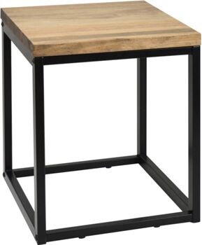 Ds Muebles Mesa de Cabeceira iCub Big Wood (Preto - 40x40x48 cm - Madeira e Metal)