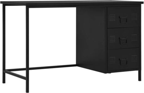 Vidaxl Secretária Com gavetas industrial Preto (120x55x75cm - Aço)