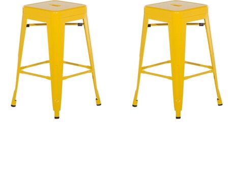 Beliani Conjunto 2 Banco de Bar Cabrillo (Amarelo - Metal - 42x42x60 cm)