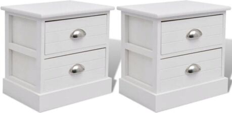 Vidaxl Conjunto de 2 Mesa de Cabeceira 242887 (Branco - Madeira - 38x28x38 cm)