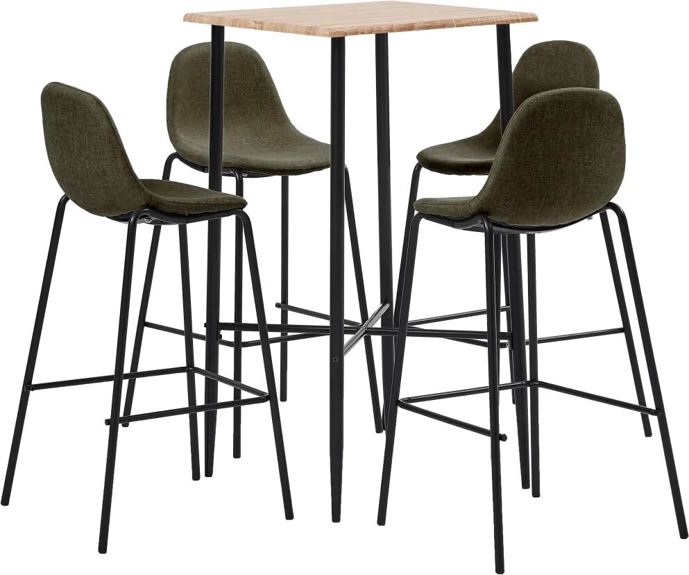 vidaXL Set mobilier de bar, 5 piese, maro, material textil