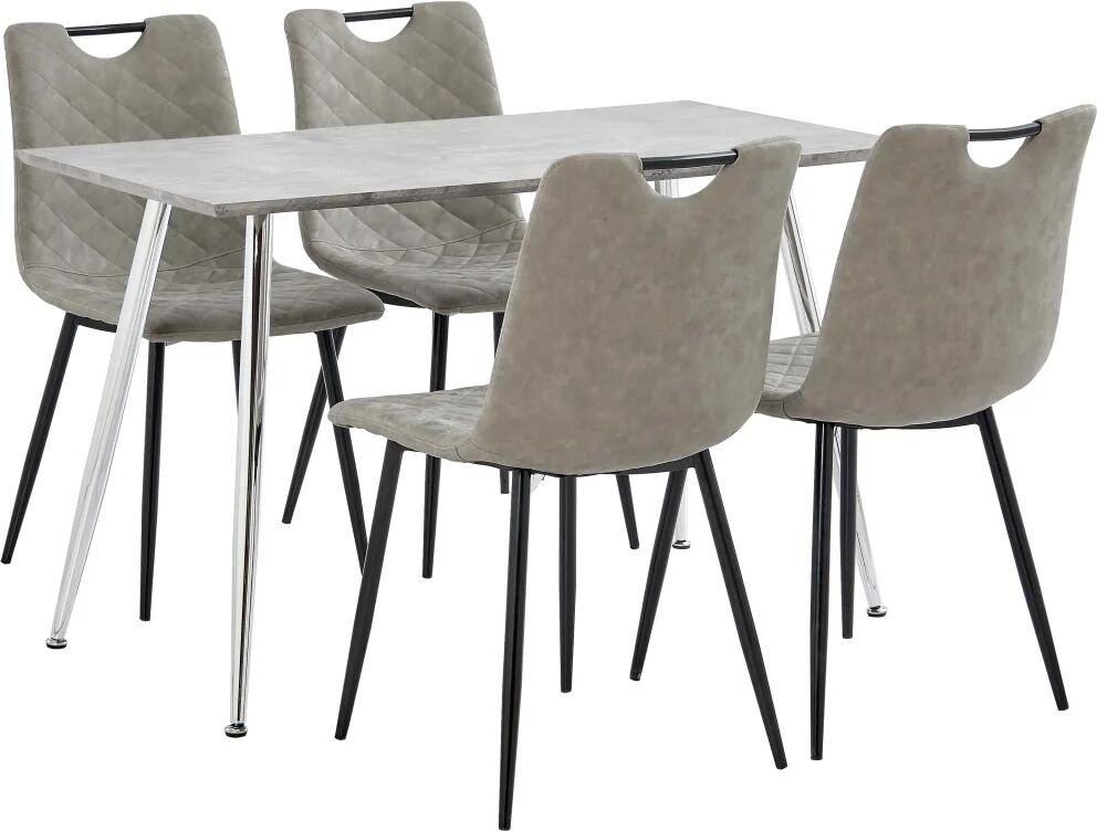 vidaXL Set mobilier bucătărie, 5 piese, gri închis, piele ecologică