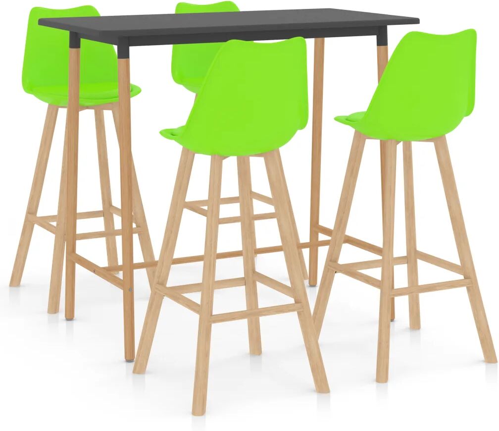 vidaXL Set mobilier de bar, 5 piese, verde