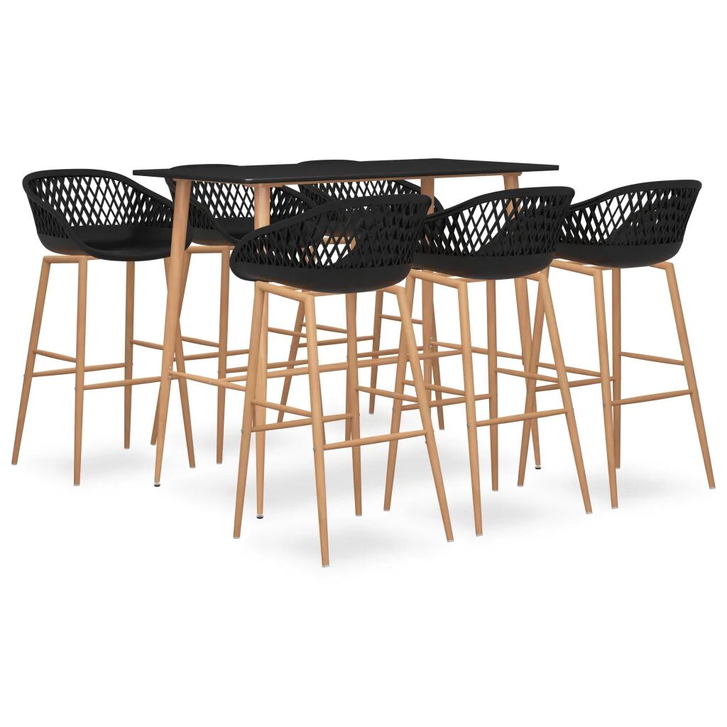 vidaXL Set mobilier de bar, 7 piese, negru