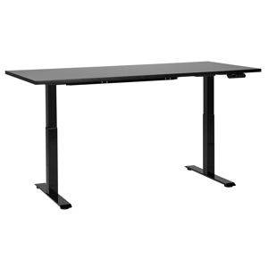 Beliani Elektriskt justerbart skrivbord Svart bordsskiva Svart stålram 180 x 80 cm Sitt och stå Fyrkantiga fötter Modern design
