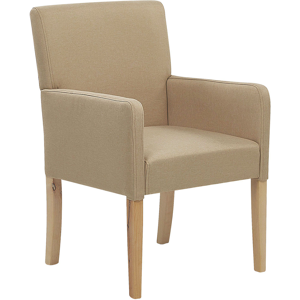 Beliani Matstol Beige Tygklädsel Träben Elegant Sits med Armstöd