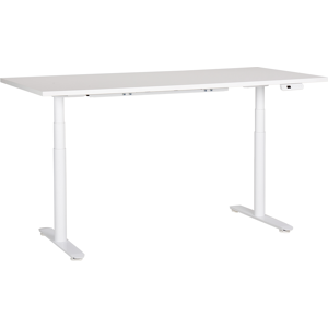 Beliani Elektriskt justerbart skrivbord Vit bordsskiva Vit stålram 180 x 80 cm Sitt- och ståbord Runda fötter Modern design