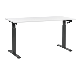 Beliani Manuellt justerbart skrivbord Vit bordsskiva Svart stålram 160 x 72 cm Sitt och stå Fyrkantiga fötter Modern design Kontor