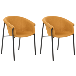 Beliani Uppsättning med 2 matstolar Orange tygklädsel Modern design Sittmöbler för matsal